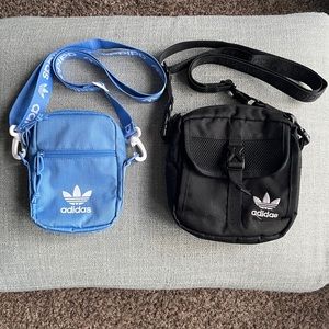Lot of 2 Adidas Crossbody Bags Black and Blue Crossbody Bag Bundle Athletic Bag